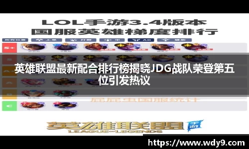 英雄联盟最新配合排行榜揭晓JDG战队荣登第五位引发热议