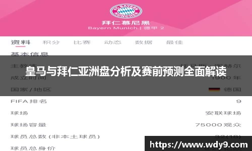 皇马与拜仁亚洲盘分析及赛前预测全面解读